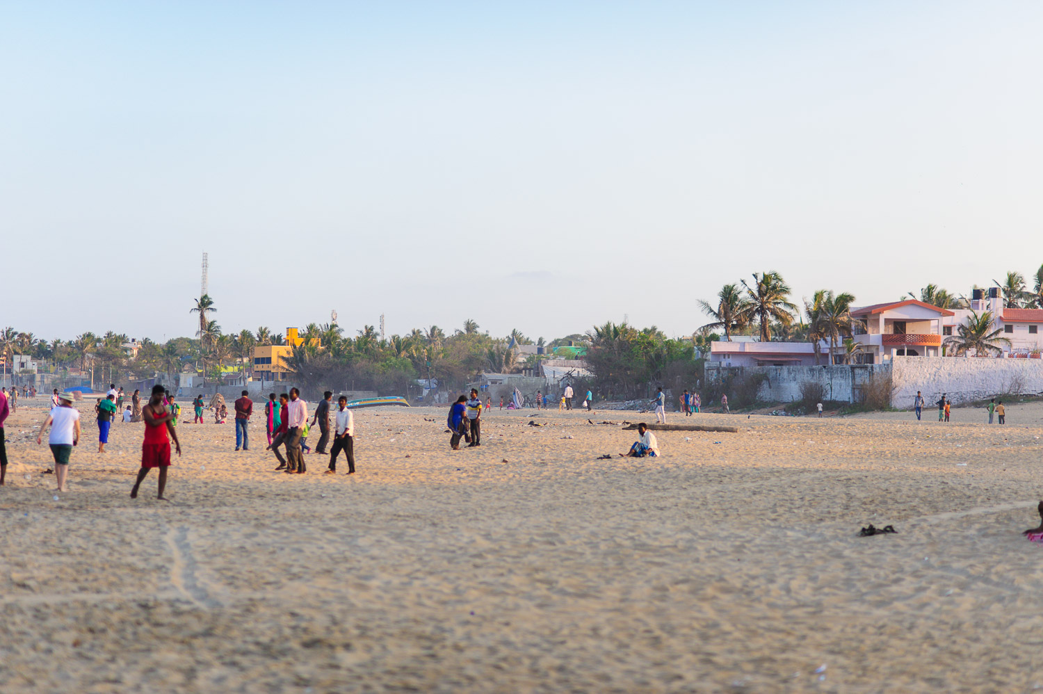 People on Kovalam Beach, Tamil Nadu. March 2015.