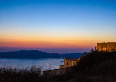 Sunset Imerovigli, Santorini, Greece. September 2010. ISO 6400, Nikon D700, 50 mm.